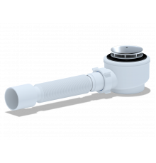Сифон для душевого поддона с гофрой АНИПЛАСТ E415C 11/2"х50*60 с гибкой трубой 375*40/50 хром
