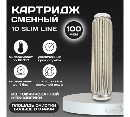 Купить Картридж сменный многоразовый ESSAN EXTREME, 100 мкм, для корпуса 10SL, нержавеющая сетка (50) с доставкой