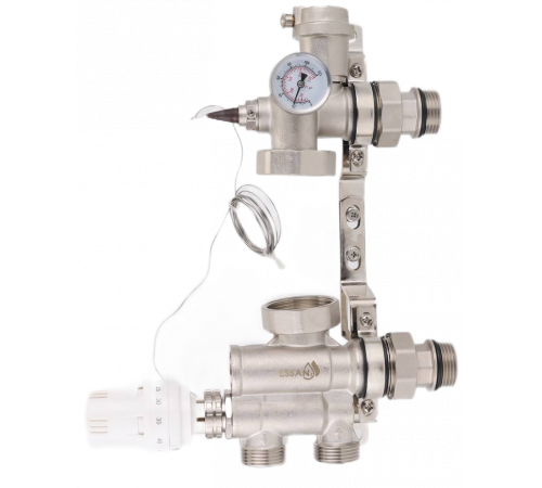 Купить НСУ Насосно-смесительный узел теплого пола ESSAN AQUAMIXON без насоса 1", 130/180мм (никель) (10шт) с доставкой
