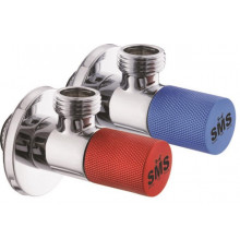 Кран шаровой потребительный угловой SMS-6006/2 круглый 1/2"х1/2" НН, красный,синий