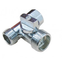 Кран шаровой потребительный SMS-6049 бабочка 1/2"х1/2"х3/4" ВНН, трехходовой, хром
