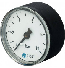 Манометр аксиальный STOUT Ø50-1/4", 10 бар, горизонтальное подключение