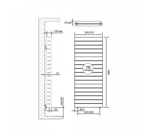 Купить Радиатор биметаллический ROYAL THERMO PIANOFORTE TOWER NEW/NOIR SABLE 500х18 секций (НС-1176344) с доставкой