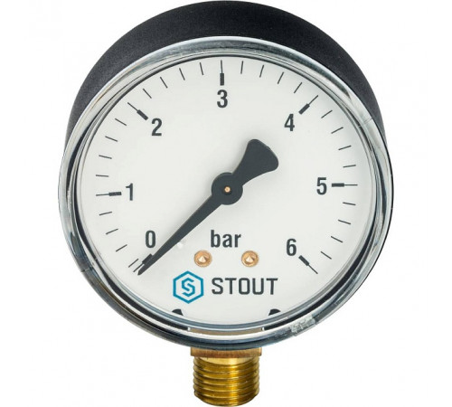 Купить Манометр радиальный STOUT Ø63-1/2", 6 бар, вертикальное подключение с доставкой