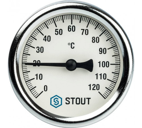 Купить Термометр биметаллический погружной STOUT Ø63-1/2", гильза 75 мм, +120°C с доставкой