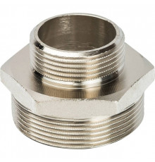 Ниппель переходной резьбовой латунный STOUT никель 2"x11/4" Н