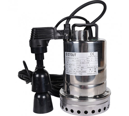 Купить Насос дренажный STOUT SPD-0003-200450 с вертик. поплавком (кабель 10 м, 230V, Q=175 л/мин, H=10 м) с доставкой