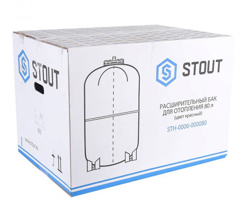 Купить Расширительный бак для отопления STOUT красный 80 л (верхнее подключение) с доставкой