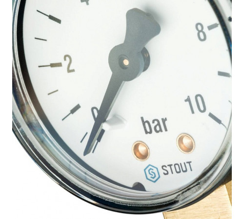 Купить Манометр радиальный STOUT Ø50-1/4", 10 бар, вертикальное подключение с доставкой