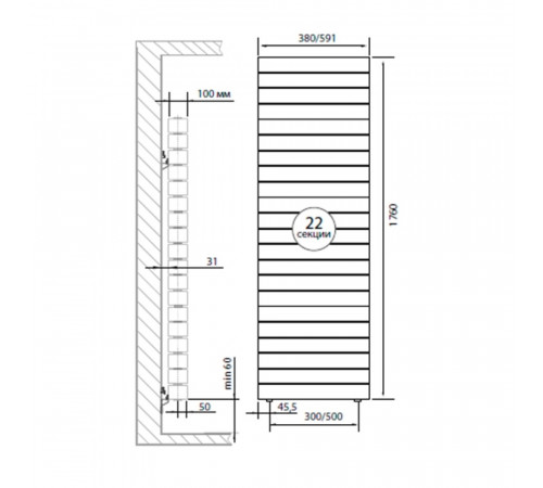 Купить Радиатор биметаллический ROYAL THERMO PIANOFORTE TOWER/BIANCO TRAFFICO 500х22 секции (НС-1176343) с доставкой