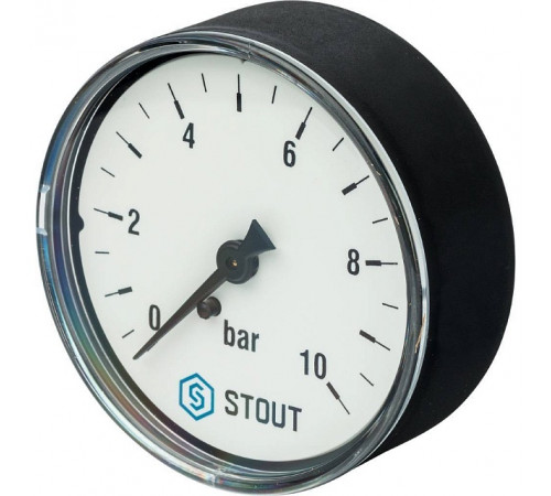 Купить Манометр аксиальный STOUT Ø63-1/4", 10 бар, горизонтальное подключение с доставкой