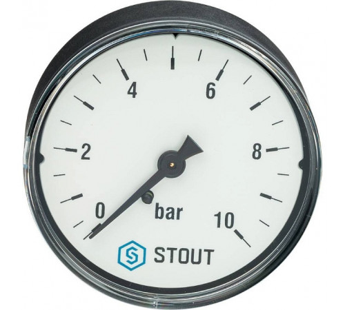 Купить Манометр аксиальный STOUT Ø63-1/4", 10 бар, горизонтальное подключение с доставкой