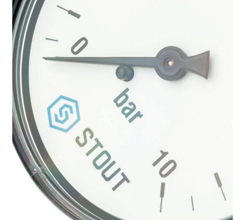 Купить Манометр аксиальный STOUT Ø63-1/4", 10 бар, горизонтальное подключение с доставкой