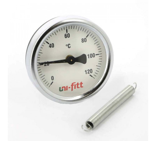 Купить Термометр биметаллический накладной UNI-FITT Ø63-1/2", +120°C с доставкой
