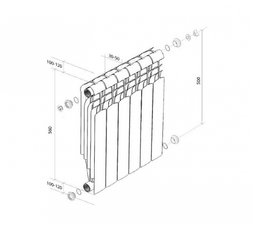 Купить Радиатор биметаллический ROYAL THERMO VITTORIA SUPER 500x4 секций (НС-1175025) с доставкой