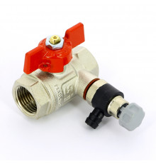 UNI-FITT Кран шаровой ВВ 1/2" с дренажным вентилем (заглушка 1/4"), бабочка
