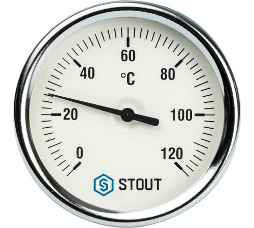 Купить Термометр биметаллический погружной STOUT Ø80-1/2", гильза 75 мм, +120°C с доставкой