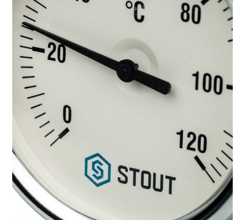 Купить Термометр биметаллический погружной STOUT Ø80-1/2", гильза 75 мм, +120°C с доставкой