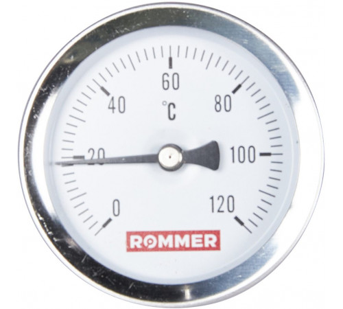 Купить Термометр биметаллический с погружной гильзой. ROMMER Корпус Dn 63 мм, гильза 50 мм 1/2 , 0...120°С с доставкой