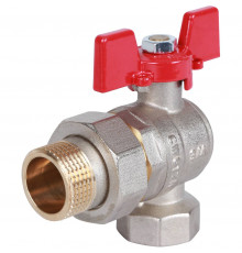 Кран шаровой с американкой угловой ROMMER бабочка 3/4" ВН