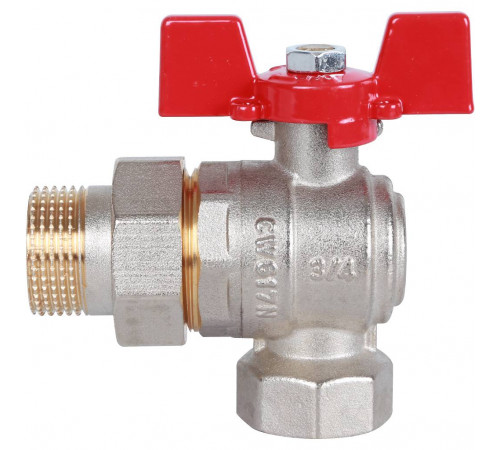 Купить Кран шаровой с американкой угловой ROMMER бабочка 3/4" ВН с доставкой