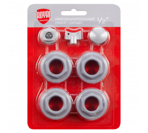 Купить Комплект для монтажа радиаторов ROYAL THERMO 1/2'' без кронштейнов, серый (НС-1156712) с доставкой