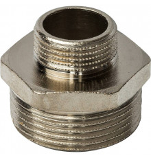 Ниппель переходной резьбовой латунный STOUT никель 11/4"x3/4" Н