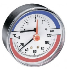 Термоманометр аксиальный WATTS FR 818 Ø80-1/2", 4 бара, горизонтальный, +120°C (03.32.004)