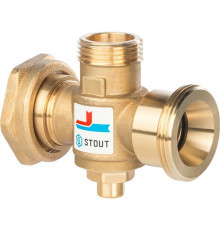 Клапан трехходовой термостатический смесительный STOUT 11/2" Н-11/2" В-1" Н (60°С)