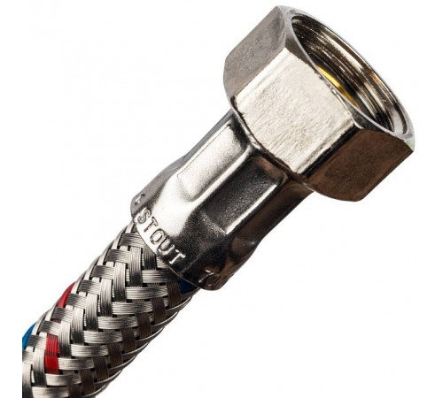 Купить Гибкая подводка для воды STOUT нерж.сталь 3/8"х1/2"-60 см гайка-штуцер с доставкой