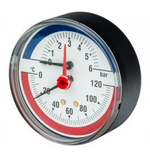 Термоманометр аксиальный WATTS FR 818 Ø80-1/2", 6 бар, горизонтальный, +120°C (03.32.006)