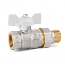 Кран шаровой с американкой LD PRIDE бабочка 3/4" НВ белый