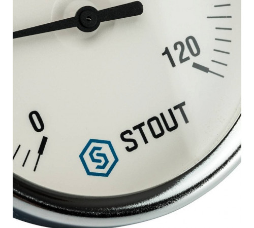 Купить Термометр биметаллический погружной STOUT Ø80-1/2", гильза 50 мм, +120°C с доставкой