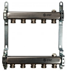 Коллекторная группа STOUT нержавейка 1"x3/4" EK -5 выходов, радиаторной разводки (без запорки)