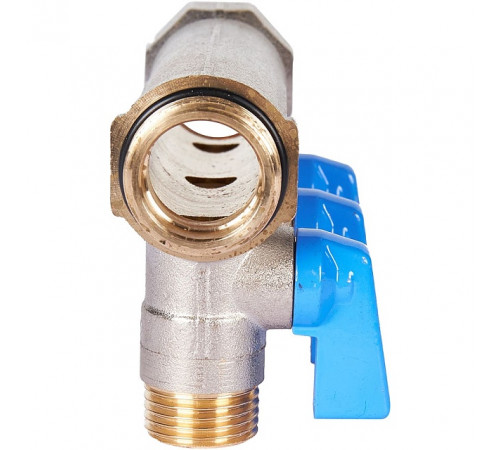 Купить Коллектор распределительный шаровой STOUT никель 3/4"x1/2" -3 выхода, (синие ручки), евроконус с доставкой