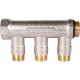Купить Коллектор распределительный шаровой STOUT никель 3/4"x1/2" -3 выхода, (синие ручки), евроконус с доставкой