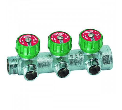 Купить Регулируемый коллектор FAR 3/4" с 3 отв. М24х19 с доставкой