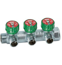 Коллектор распределительный вентильный FAR никель 3/4"x1/2" -3 выхода, TP плоский