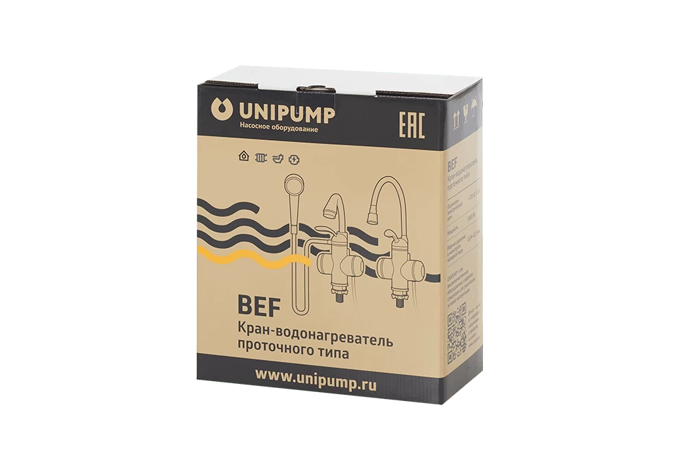Купить Смеситель-кран водонагреватель проточный UNIPUMP BEF-001, 3кВт (высокий носик) с доставкой