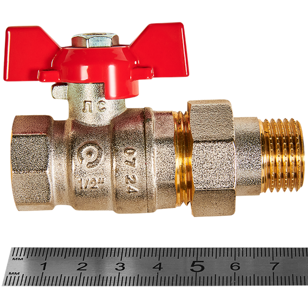 Купить Кран шаровой с американкой ROMMER бабочка 1/2" ВН неполнопроходной с доставкой