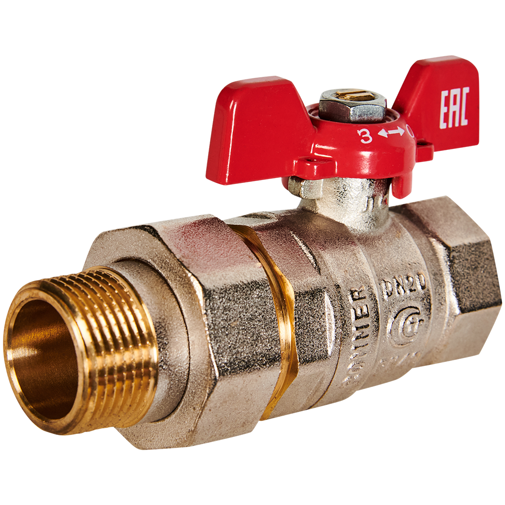 Кран шаровой с американкой ROMMER бабочка 3/4" ВН