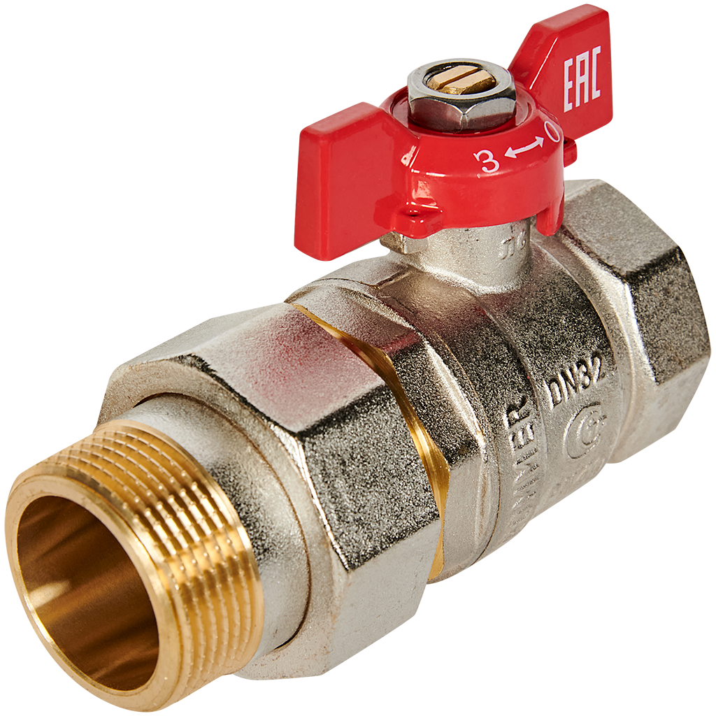 Кран шаровой с американкой, ВР/НР, ручка бабочка 11/4" ROMMER
